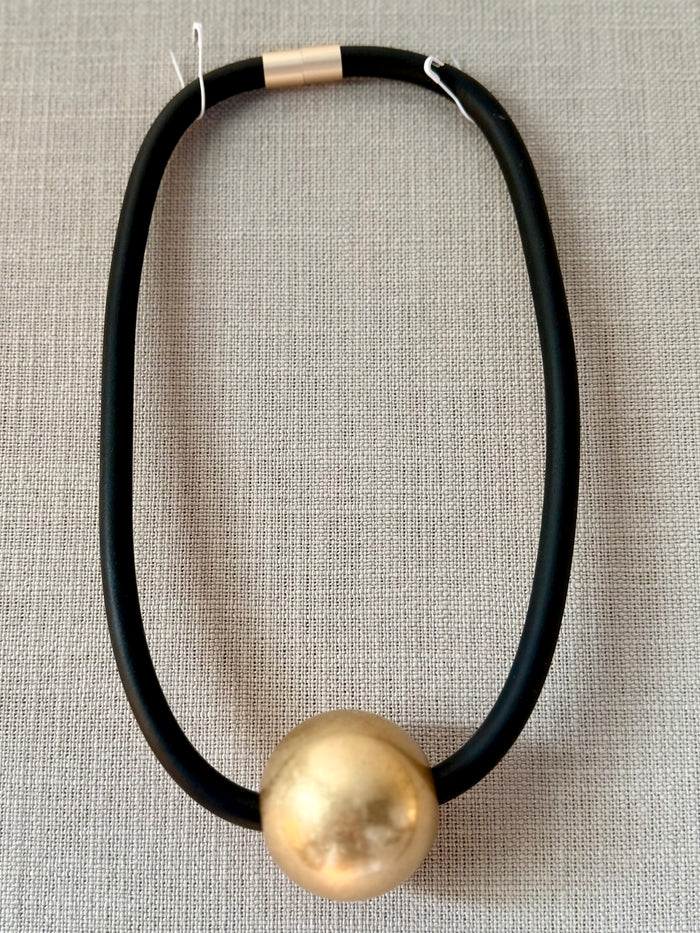 Large Gold Bead Rubber Necklace