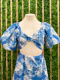 Blue Ivory Floral Crop Top