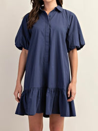 Short Sleeve Button Down Dropwaist Short Dress