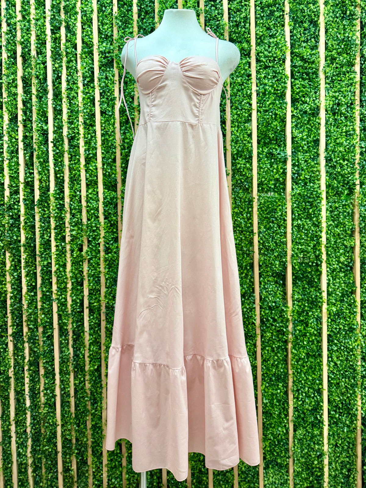 Pink Fitted Bustier Maxi Dress