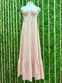 Pink Fitted Bustier Maxi Dress