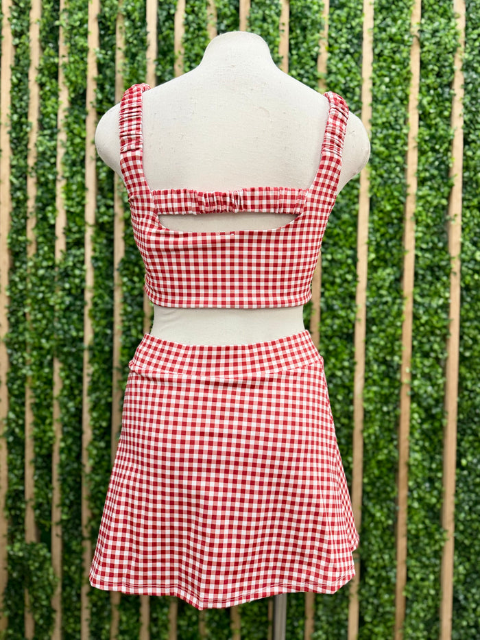 Red Gingham Skort Set