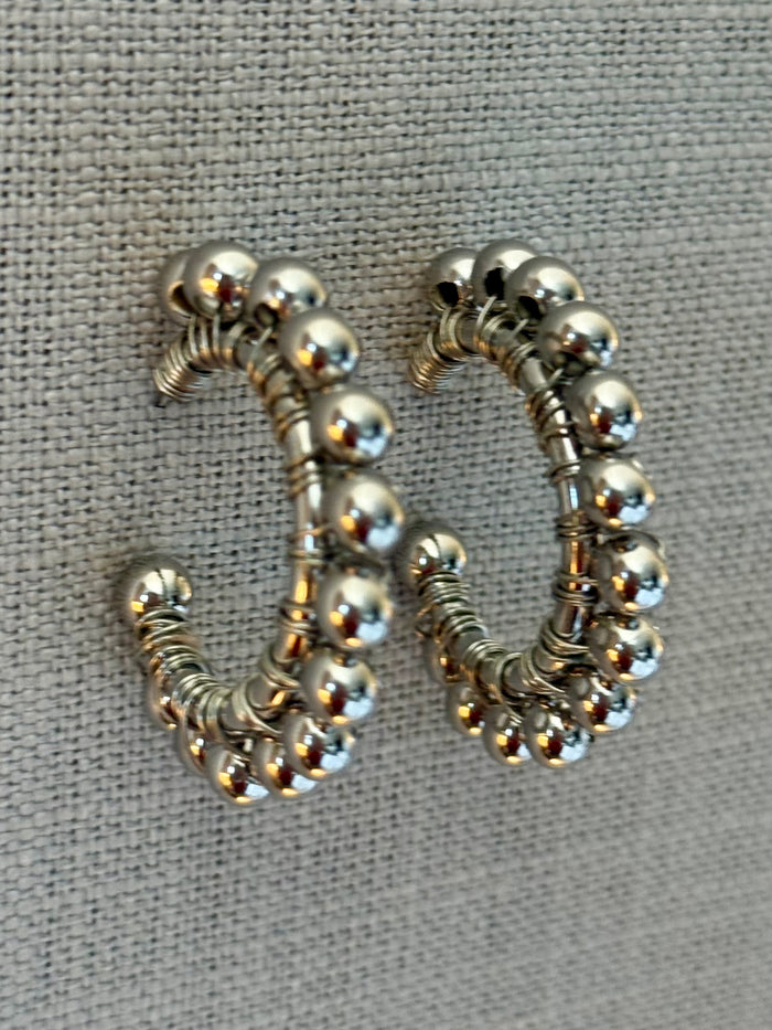 Multi Bead Stainless Steel Hoop Earrings