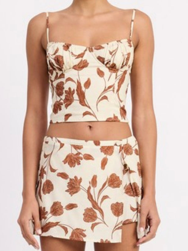 Natural Brown Wrap Skort