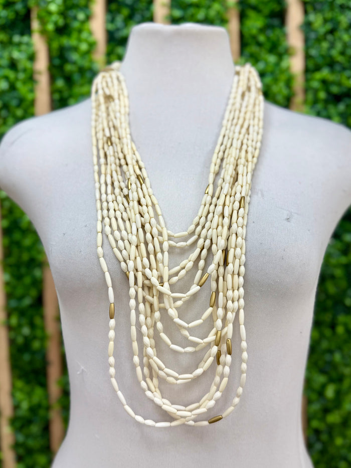 Ivory Gold Mix Long Necklace
