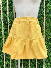 Denim Mini Ruffle Skirt