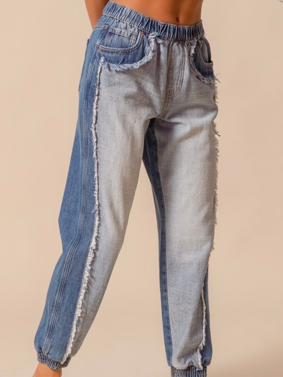 Distressed Denim Jogger