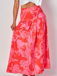 Drop Waist Abstract Floral Maxi Skirt
