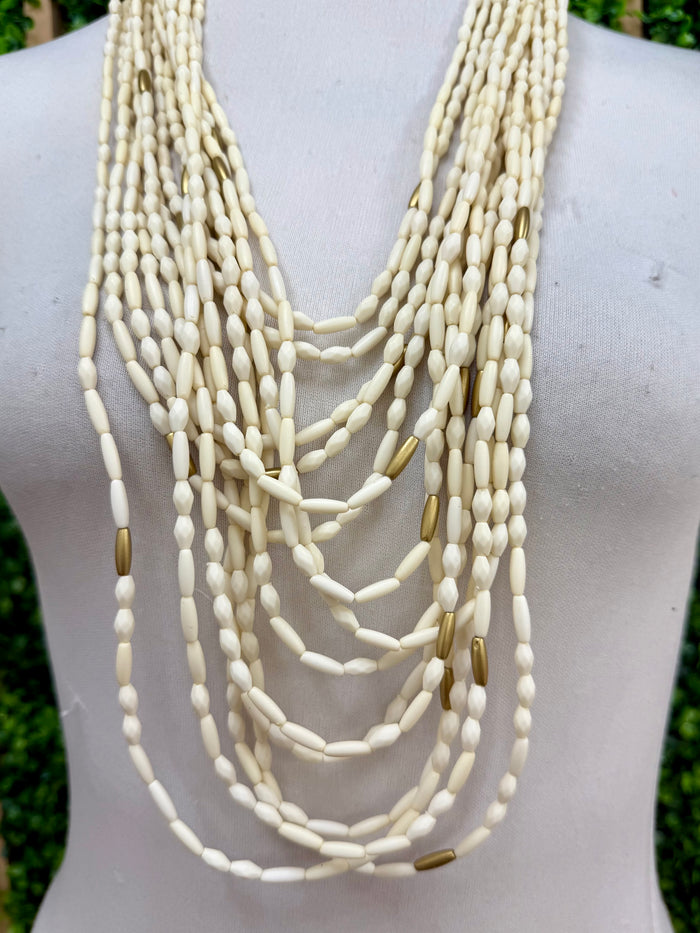 Ivory Gold Mix Long Necklace