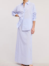 Blue Striped Blouse Maxi Skirt Set