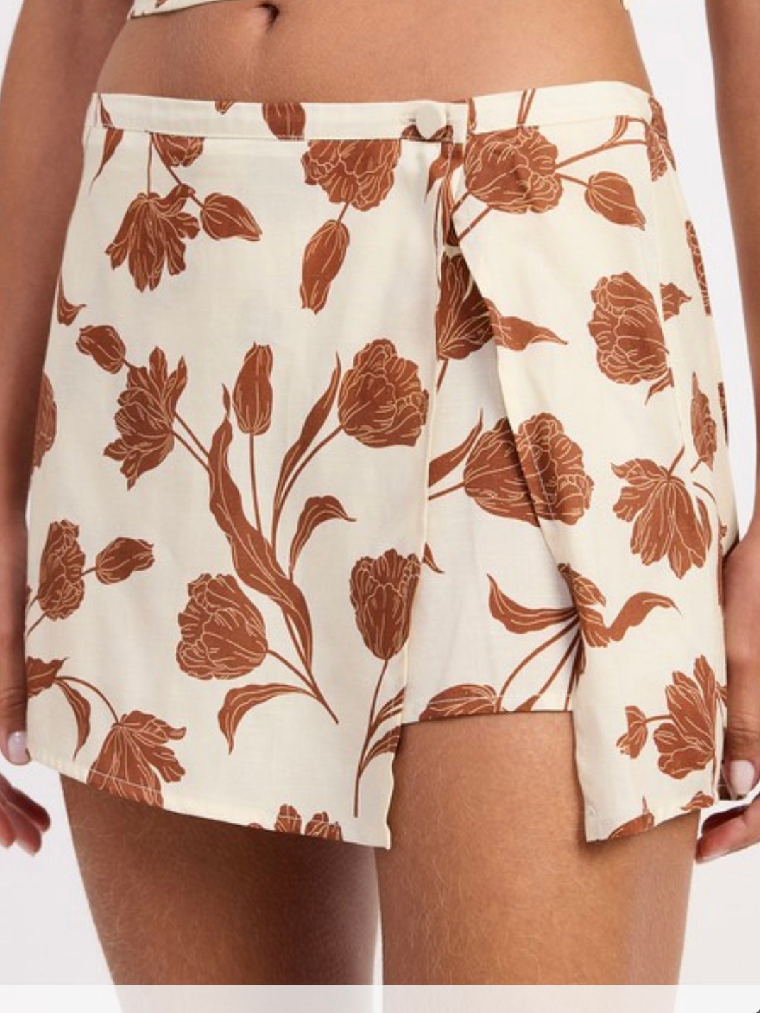 Natural Brown Wrap Skort