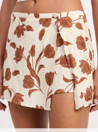 Natural Brown Wrap Skort