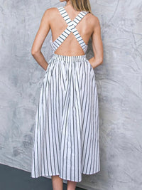 White Black Stripe Cross Back