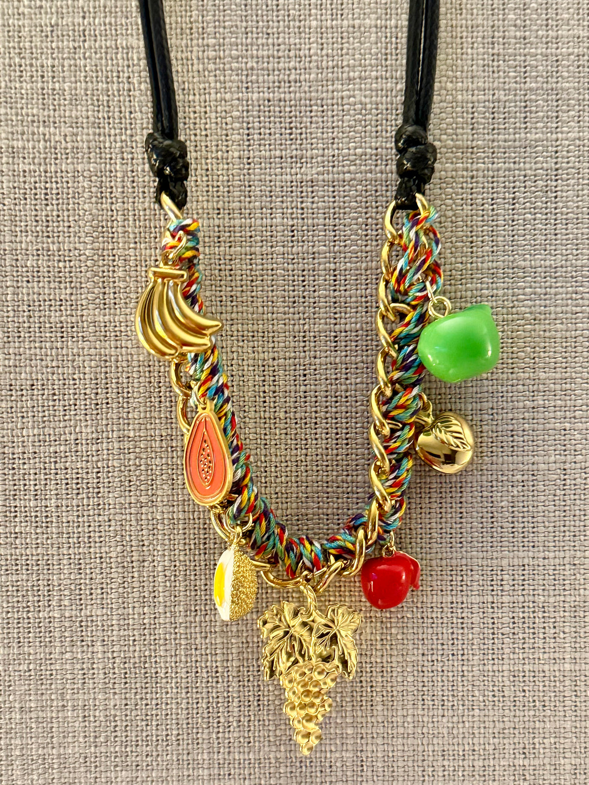 Multi Fruit Chain Fabric Necklace