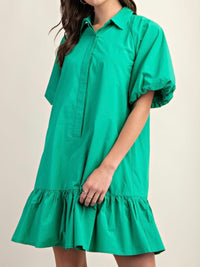 Short Sleeve Button Down Dropwaist Short Dress