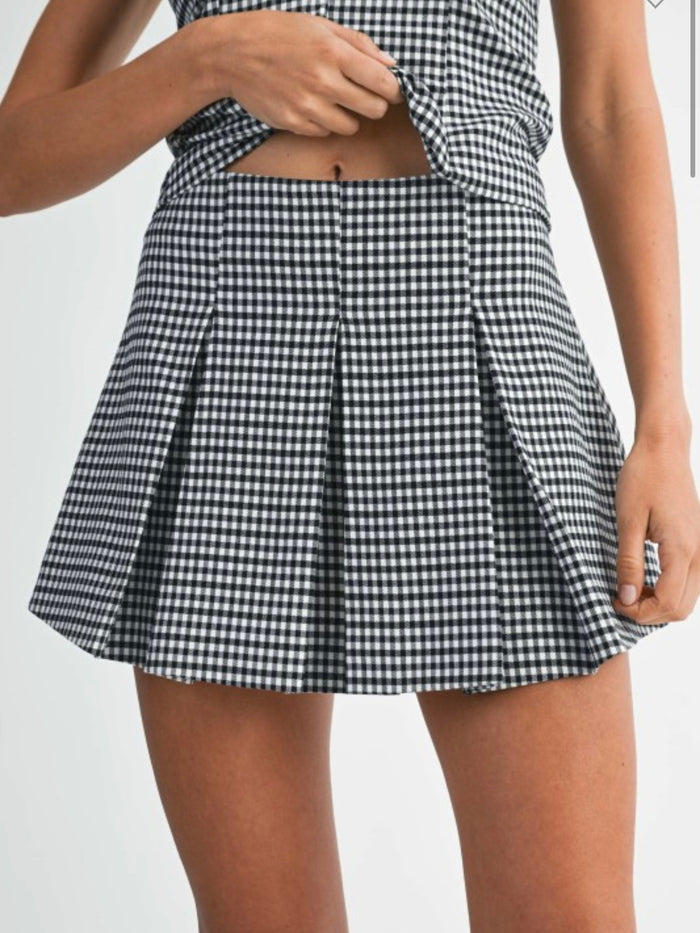 Black White Gingham Plaid Skirt
