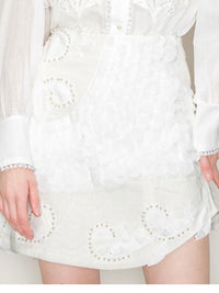 Beautiful White Pearl Embellishment Short Skirt