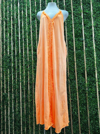 Front Tassel Trim Fluorescent Maxi Dress