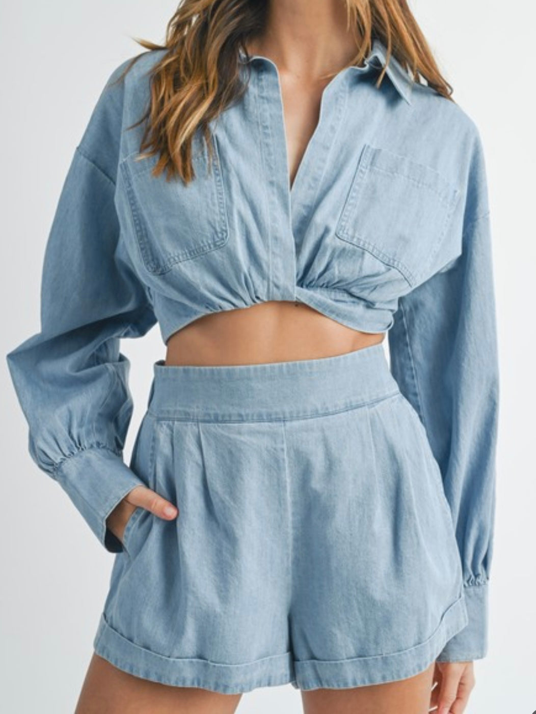 Denim Twist Short pant Set