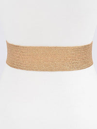 Double Textured Buckle Gold Raffia Belt