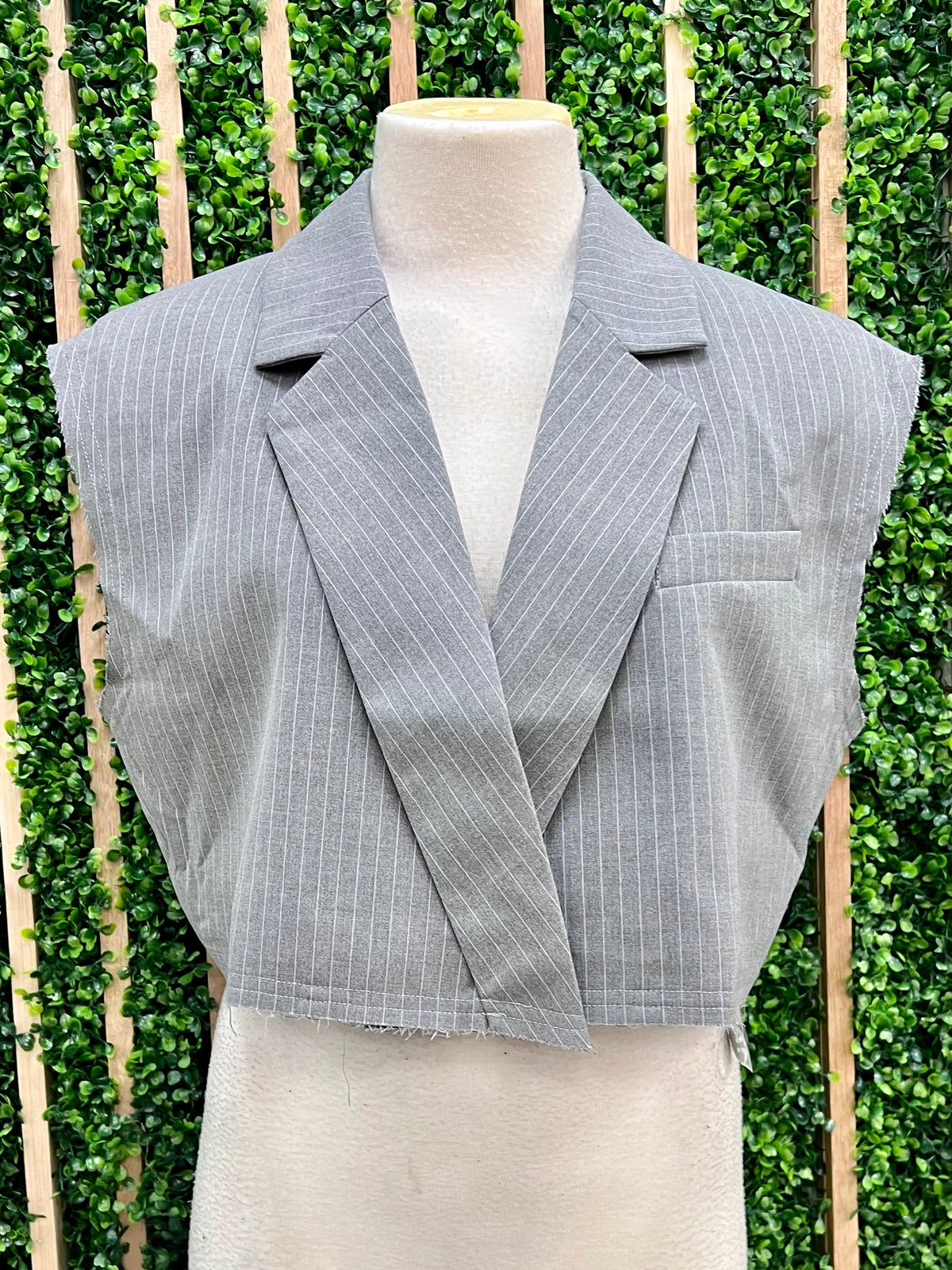 Striped V Neck Crop Vest