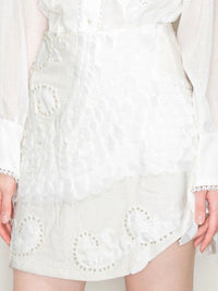 Beautiful White Pearl Embellishment Short Skirt