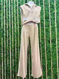 Lace Detail Sleeveless Vest Pant Set