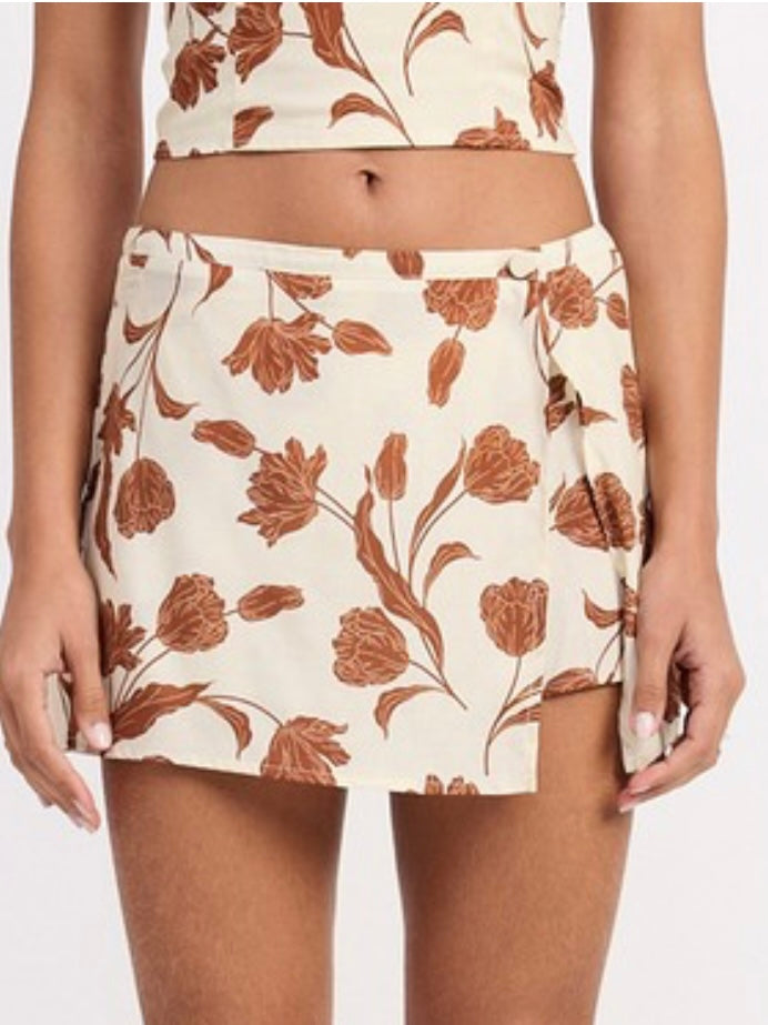 Natural Brown Wrap Skort