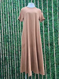 Round Neck Fitted Shirt Maxi Dress