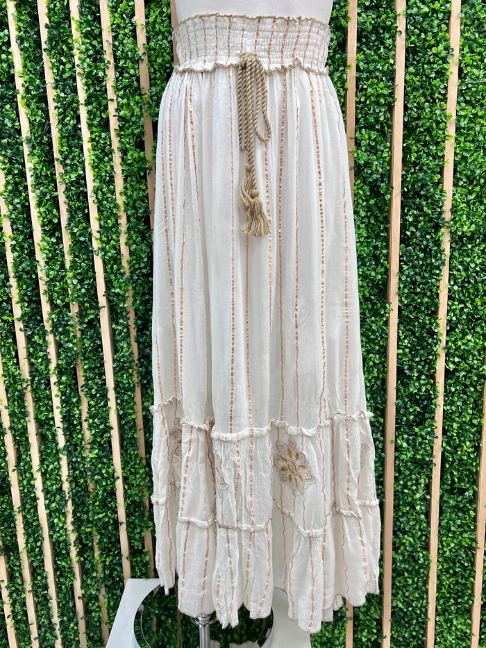 Gold Embroidered Boho Skirt Set