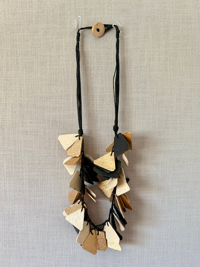 Ivory Black Chips Recycled Paper Necklace