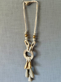 Ivory Gold Beaded Recycled Paper Necklace