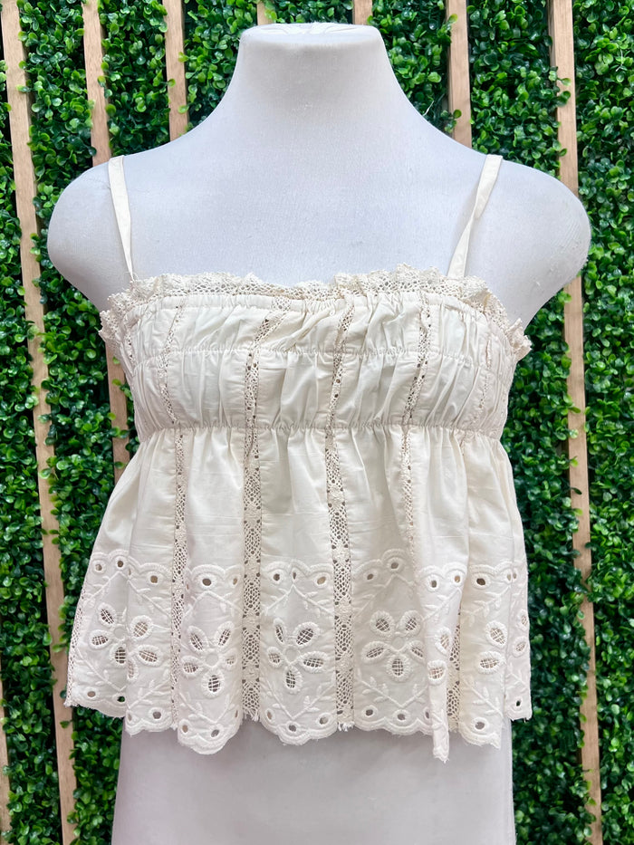 Cream Embroidered Top