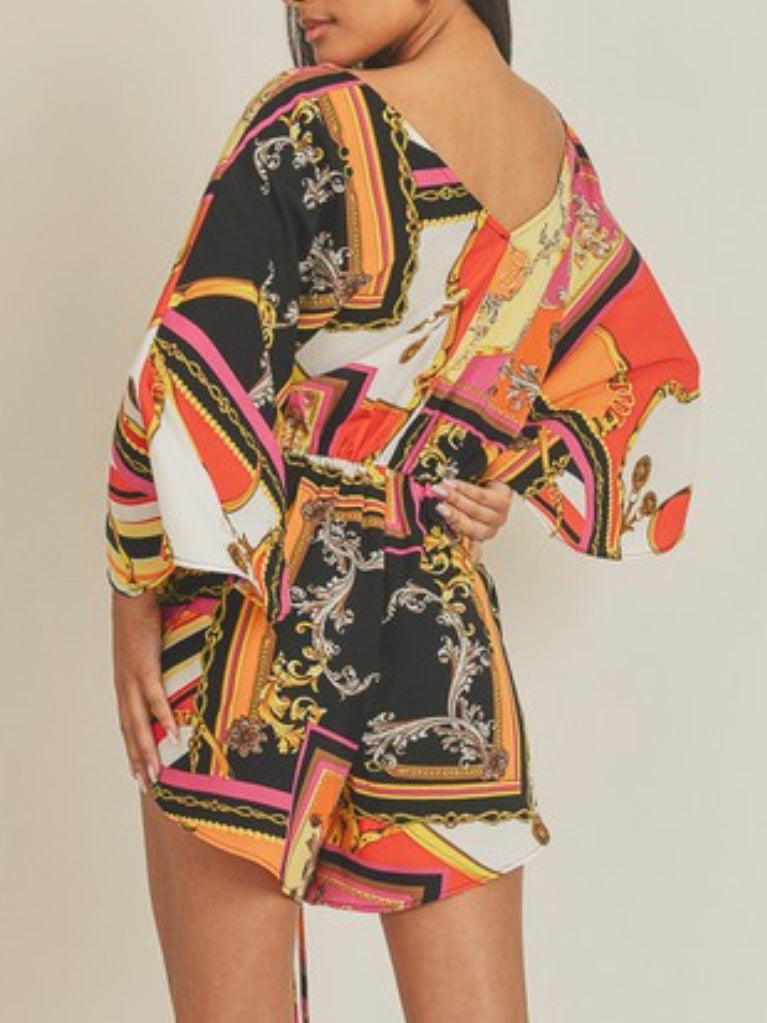 Red Fuchsia Vines Romper