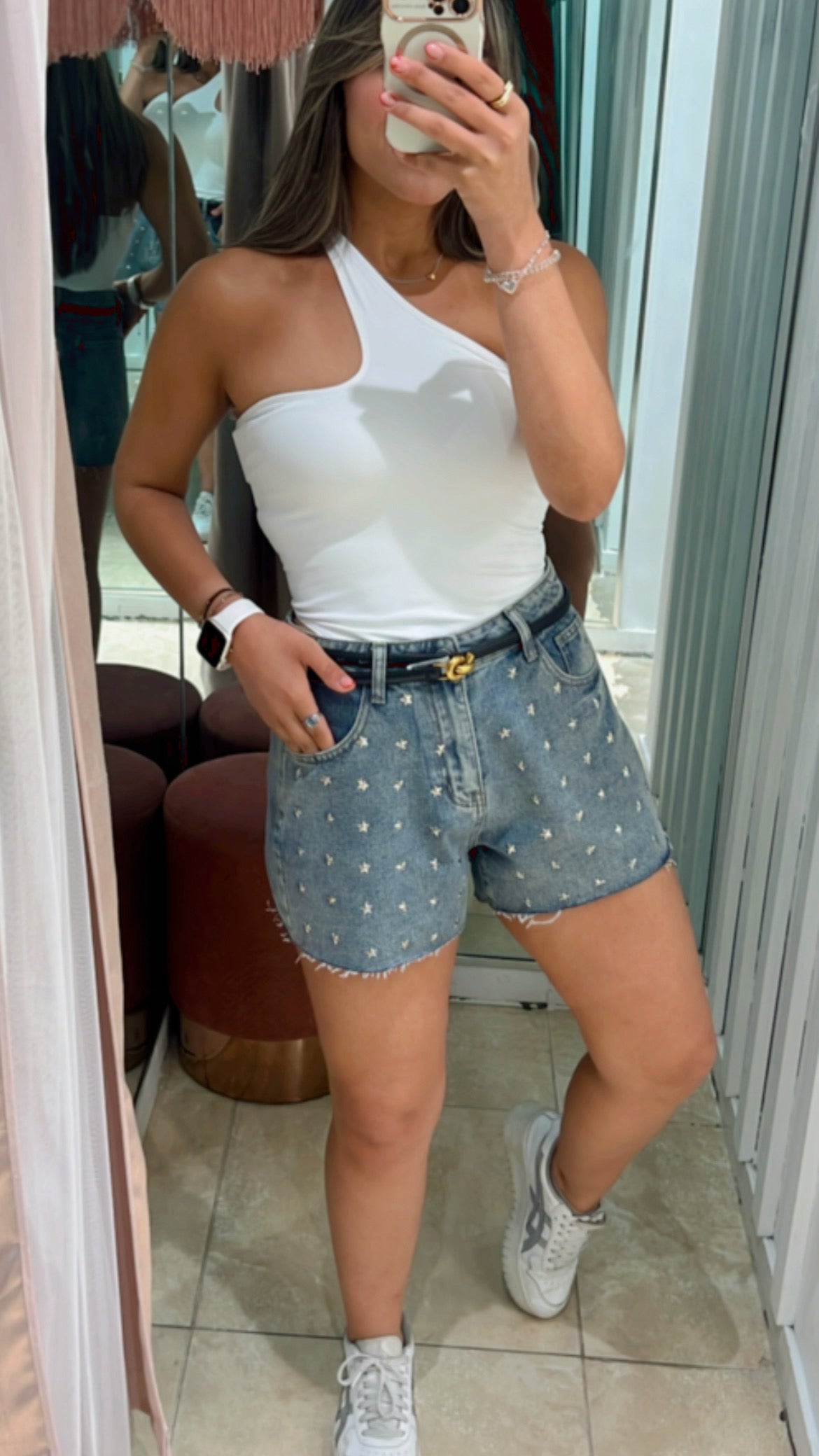 Star Studded Denim Shorts