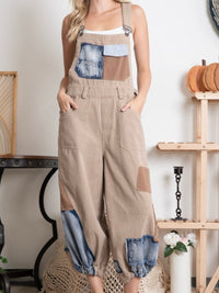 Peach Denim Patchwork Jogger Overall