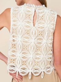 White Lace High Neck Crop Top