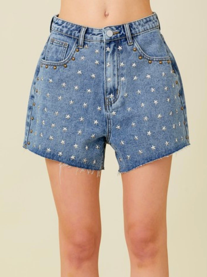 Star Studded Denim Shorts