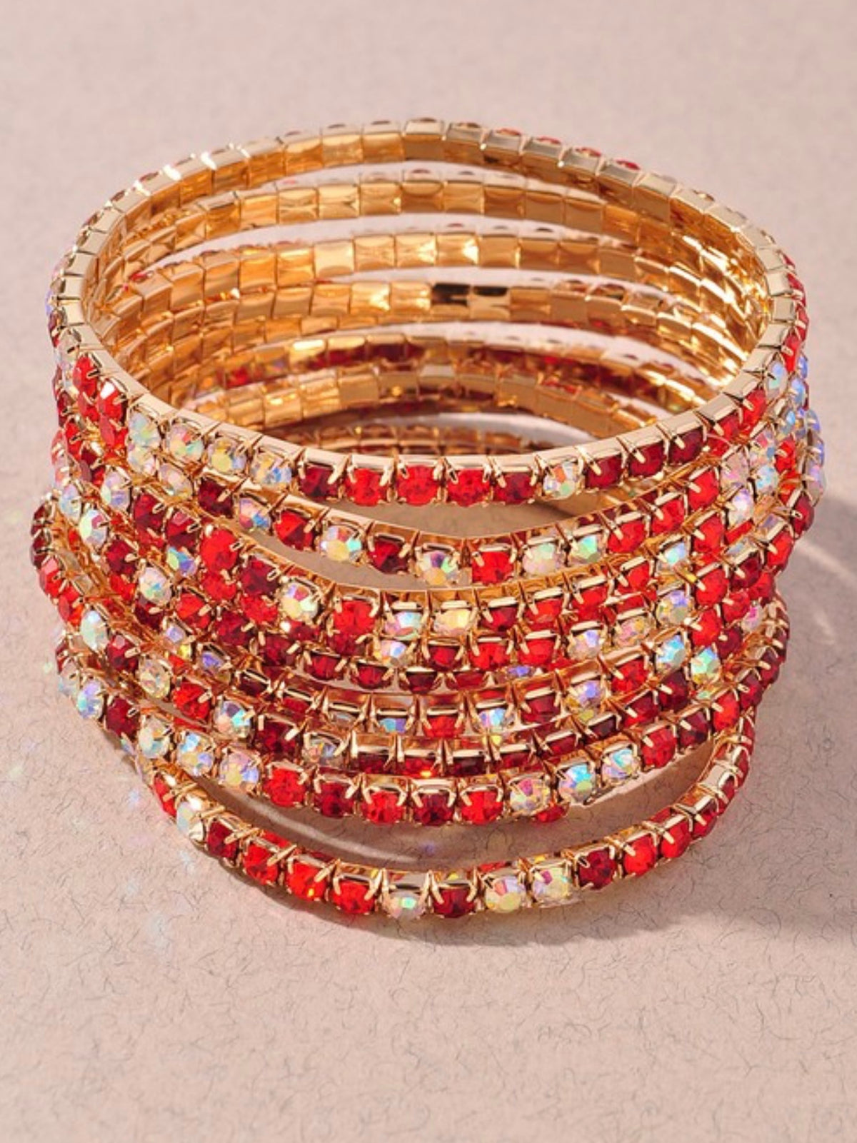 Multi Crystal Elastic Bracelet Set