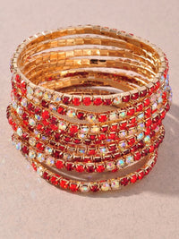 Multi Crystal Elastic Bracelet Set