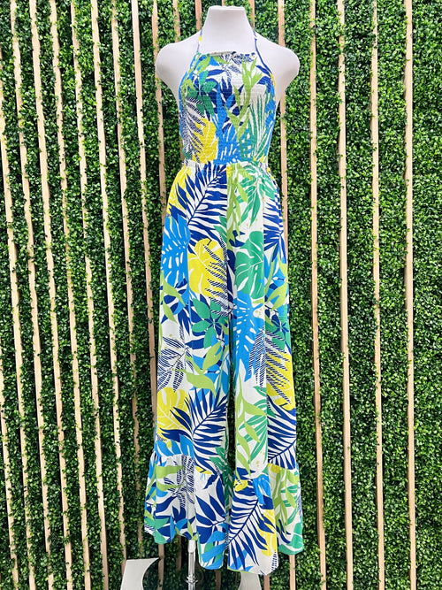 Blue Green Tiered Jumpsuit