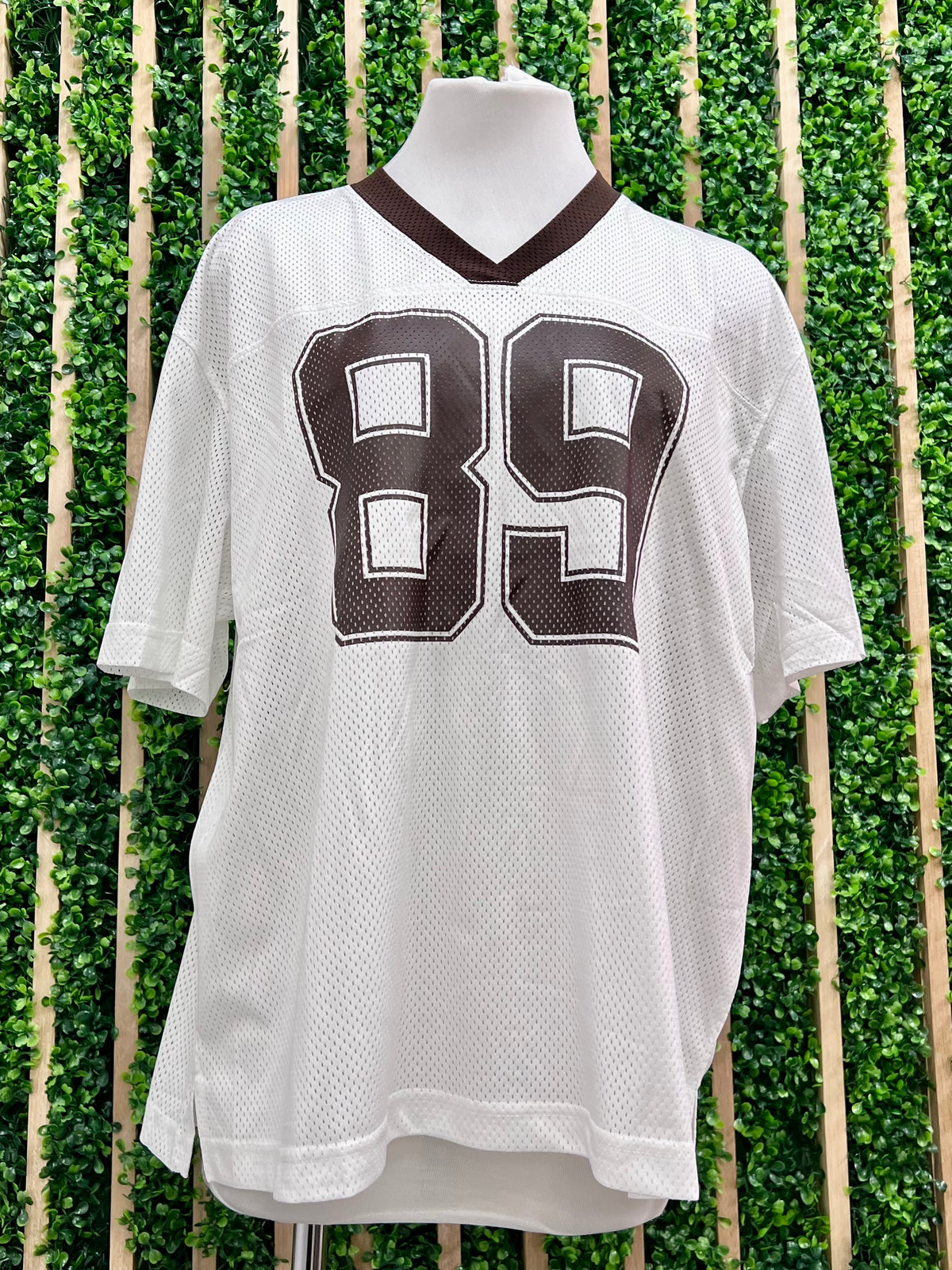 White Brown Sporty 89 Jersey Tee