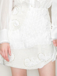 Beautiful White Pearl Embellishment Short Skirt