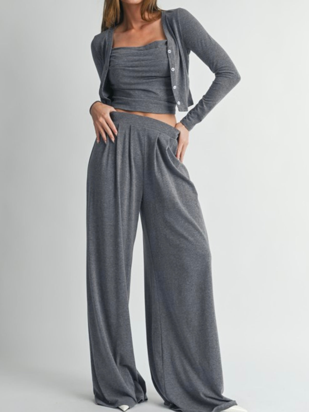 Denim Blue Three Piece Pant Set