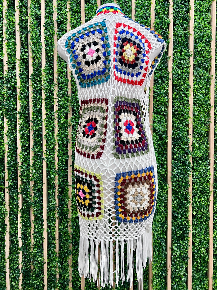 Crochet Open Long Vest