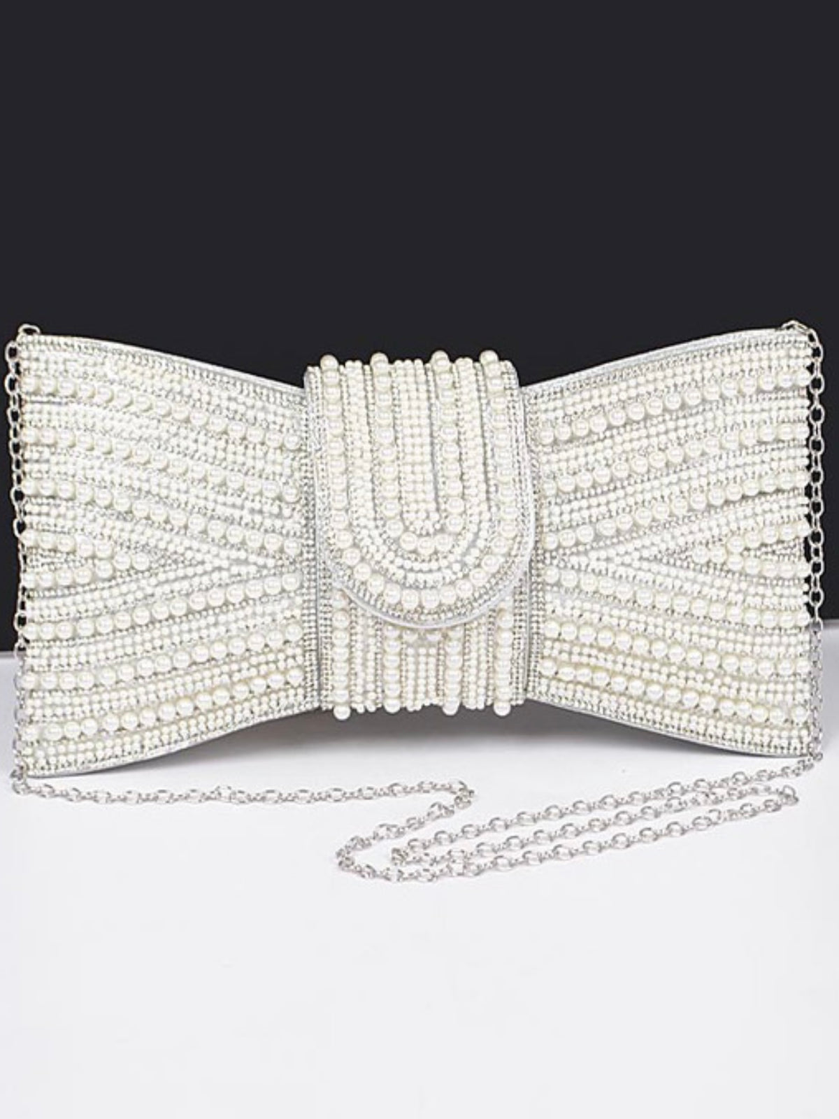 Rhinestone Pearl Bow Clutch