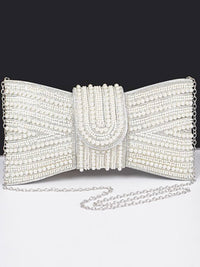 Rhinestone Pearl Bow Clutch