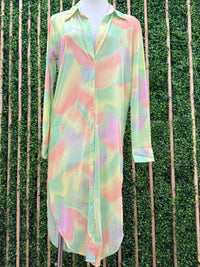 Mesh Tie Dye Button down Tunic
