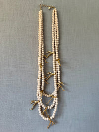 Coral Detail Wood Beaded Necklace