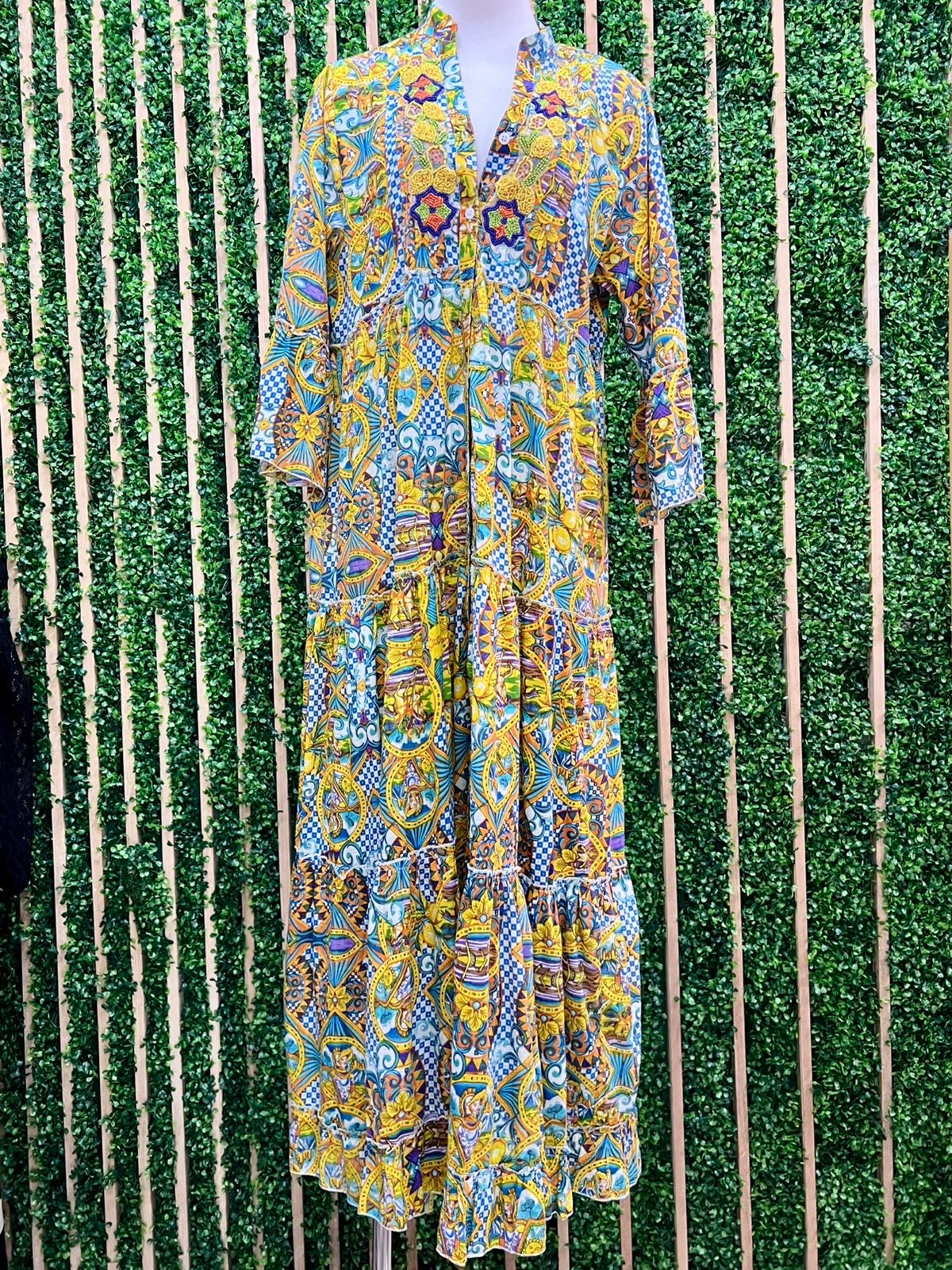 Italy Mixed Print Maxi Dress